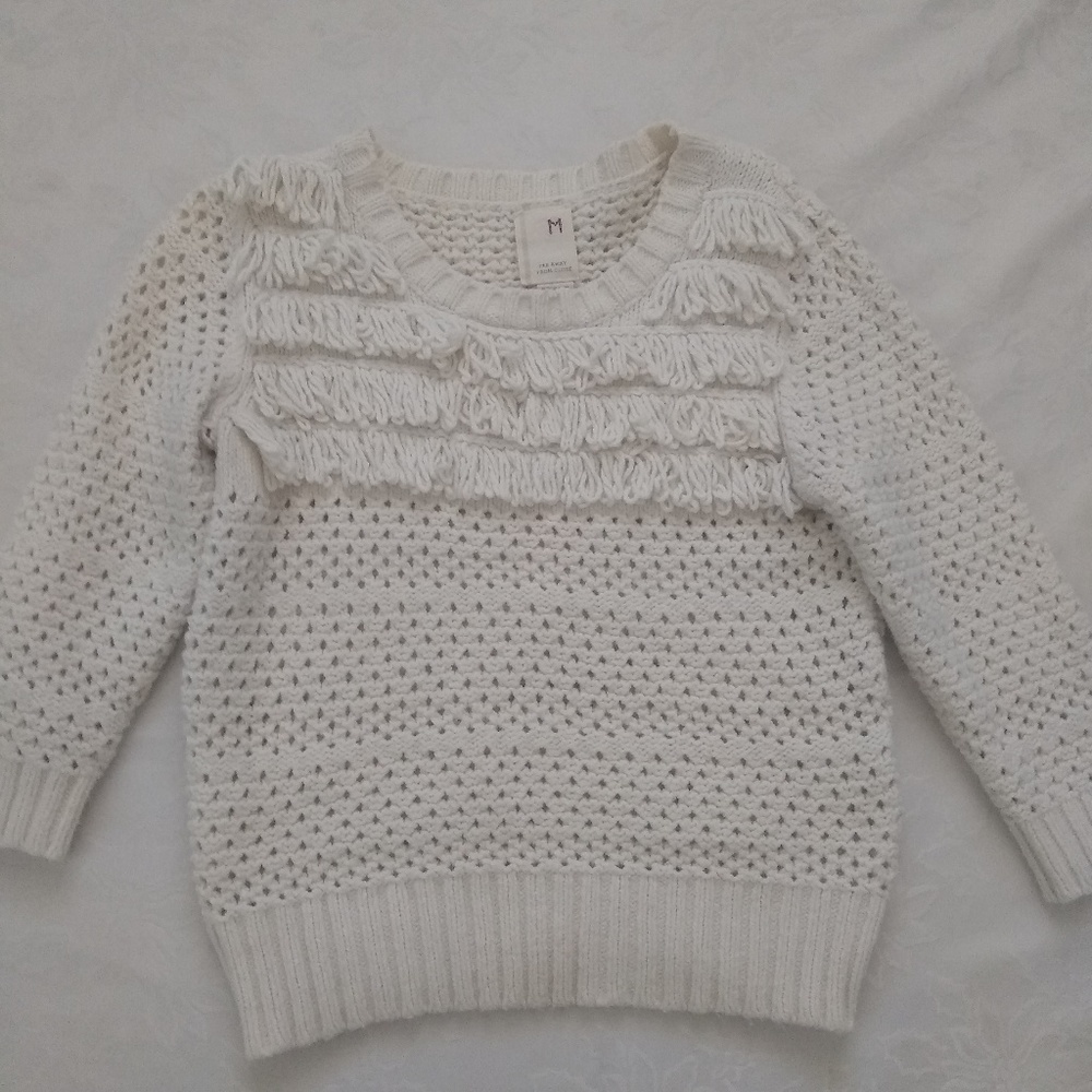 Anthropologie angora fringe chunky knit sweater